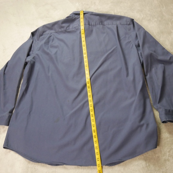 L.L. Bean Button Down Shirt Mens 2XL Navy Blue Long Sleeve Wrinkle Resistance - Picture 10 of 12